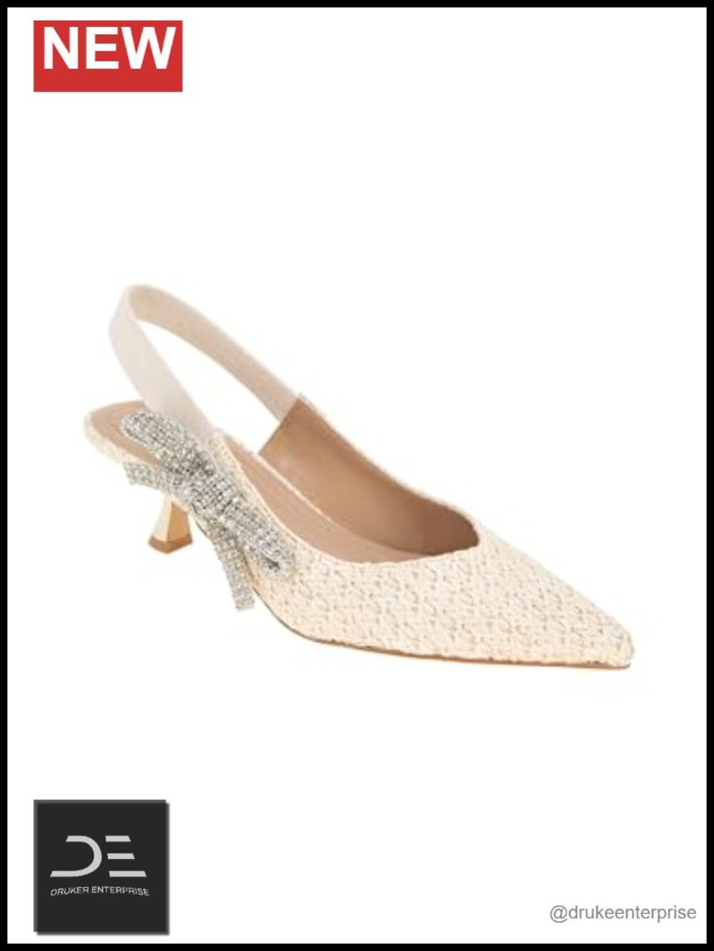 Pointed Toe Kitten Heel Pumps with Side Bow - Raffia